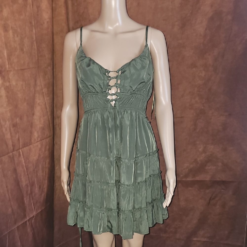 Elegant Green Tiered Mini Dress
